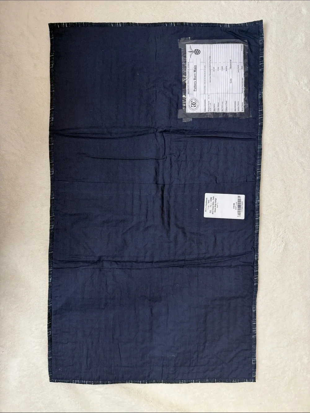 Pottery Barn Arlo Cross Stitch Quilted KING Pillow Sham Cover Indigo Blue